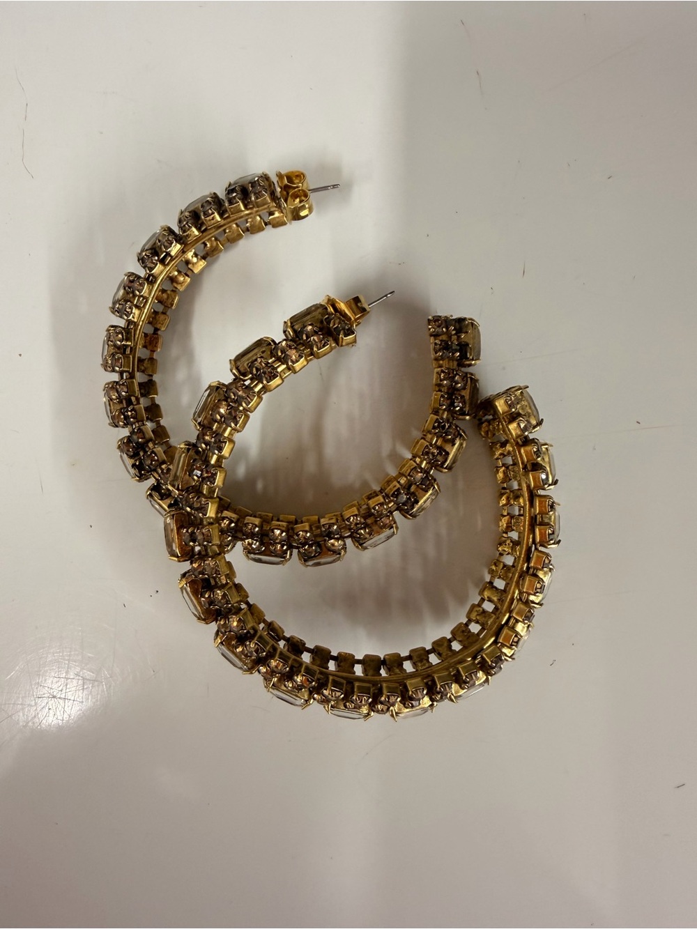 Sparkling Gold Crystal Hoop Earrings for Women